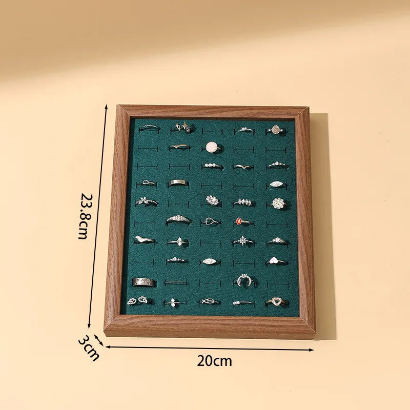 Creative Wooden Jewelry Display Tray Earring Storage Plate Jewelry Box Showcase Props Stand Wood Grain Pattern