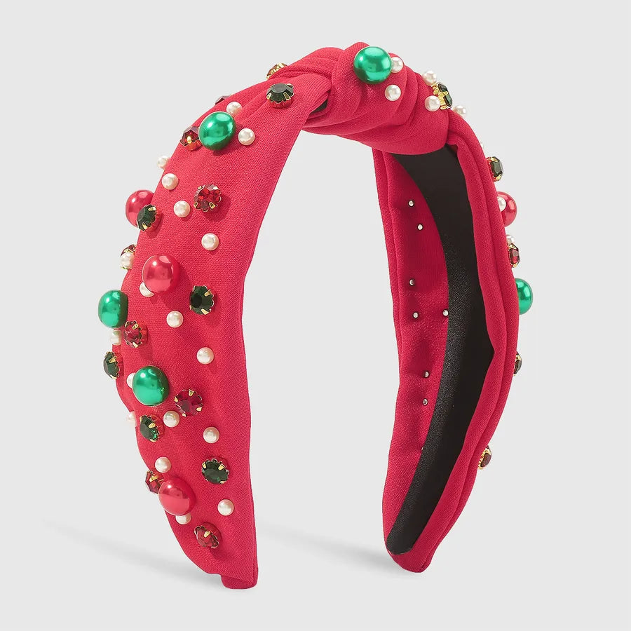 Christmas Modern Style Simple Style Classic Style Women's Geometric Imitation Pearl Rhinestone Hair Band
