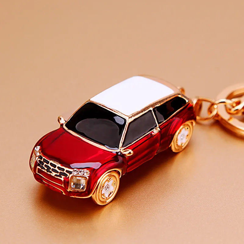 cute car metal diamond women's bag pendant keychain