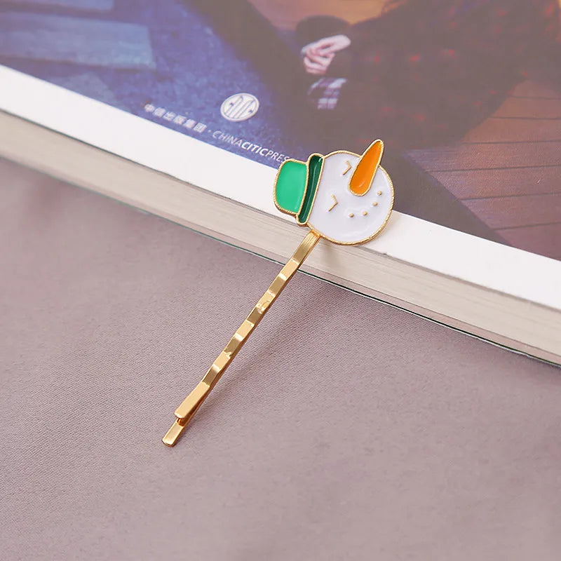 Christmas Tree Deer Hair Clip Fashionable Alloy Christmas Theme Hair Accessories Women's Cartoon Style One-Word Hairpin