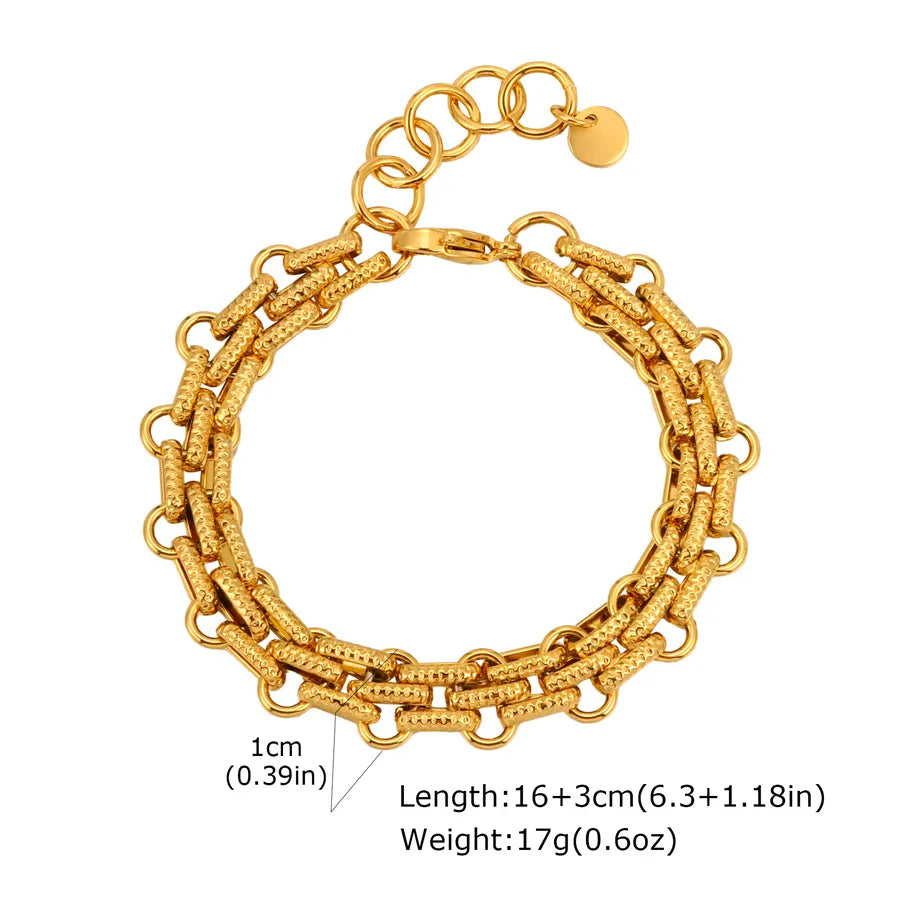 IG Style Casual Simple Style Geometric 201 Stainless Steel 18K Gold Plated Handmade Chain Bracelets In Bulk