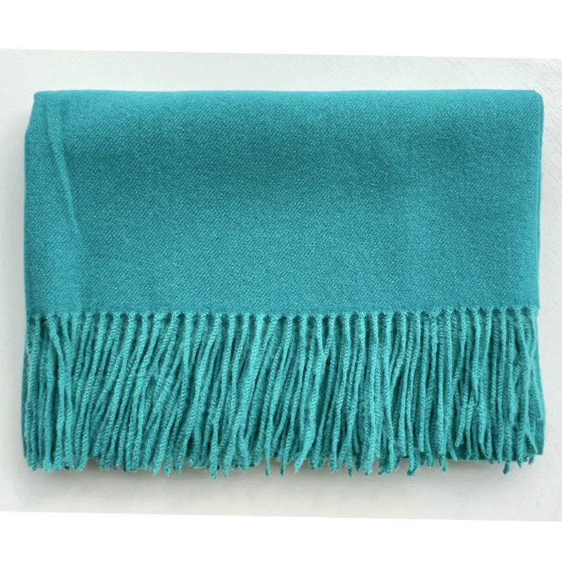 women's simple style solid color imitation cashmere scarf