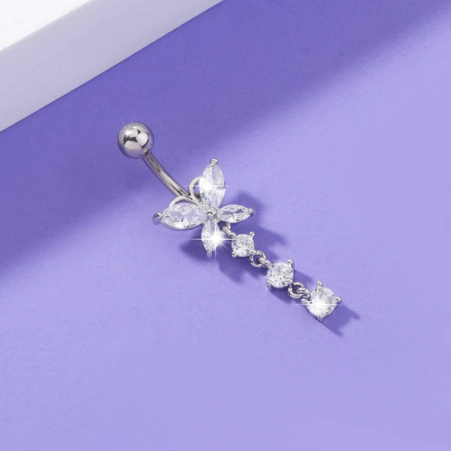 european and american zircon belly button nail butterfly belly button ring piercing jewelry