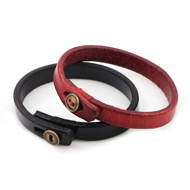 handmade simple style letter alloy leather knitting women's men's bracelets