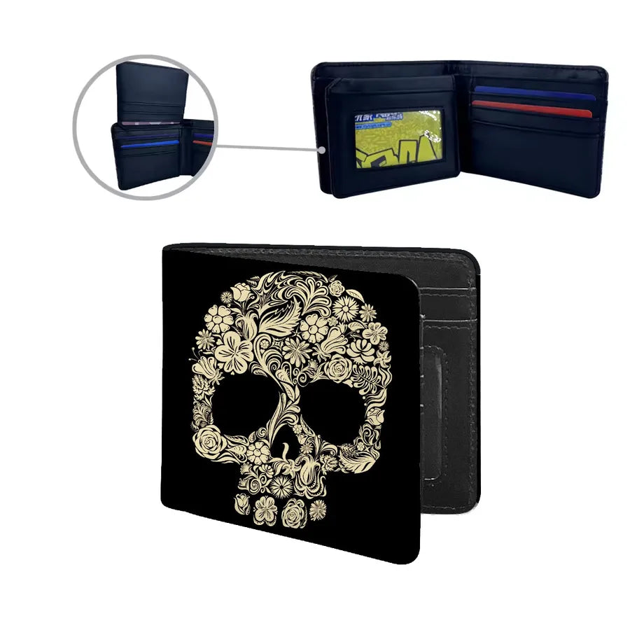 Men's Skull Pu Leather Flip Cover Wallets