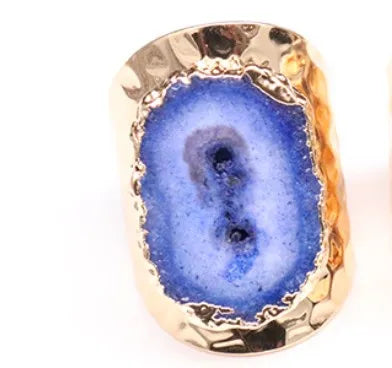 exaggerated irregular flower gem metal gold plated gem crystal wholesale open ring