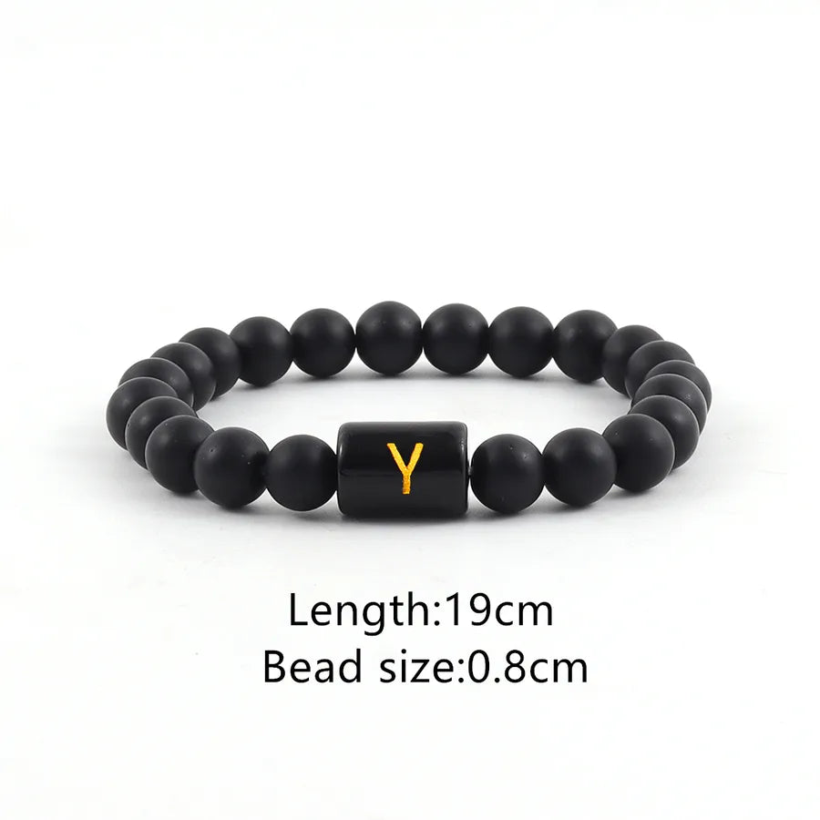 Elegant Vintage Style Simple Style Letter Glass Stone Men's Bracelets Men Beaded Bracelets