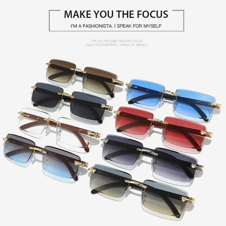 Vacation Modern Style Geometric Pc Square Frameless Men's Sunglasses