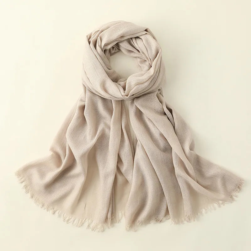 women's elegant solid color cotton silk scarves