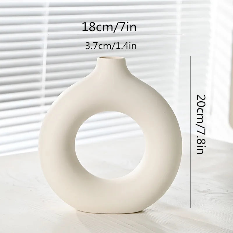 Modern Style Round ceramics Vase Artificial Decorations