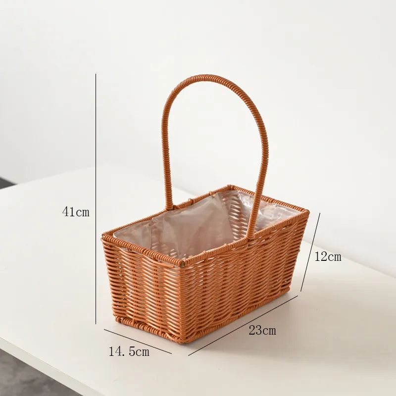 Women's Plastic Iron Solid Color Pastoral Round Square Open Handbag