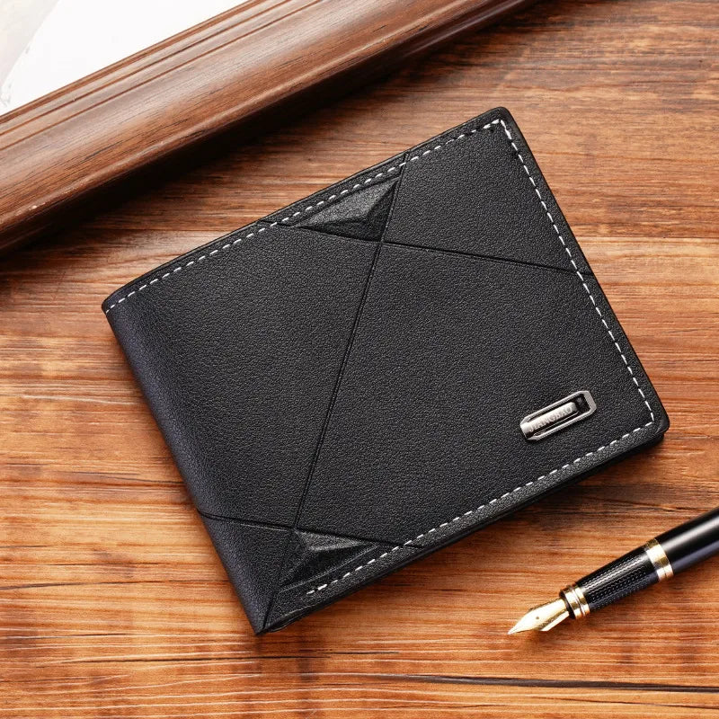men's solid color pu leather open wallets