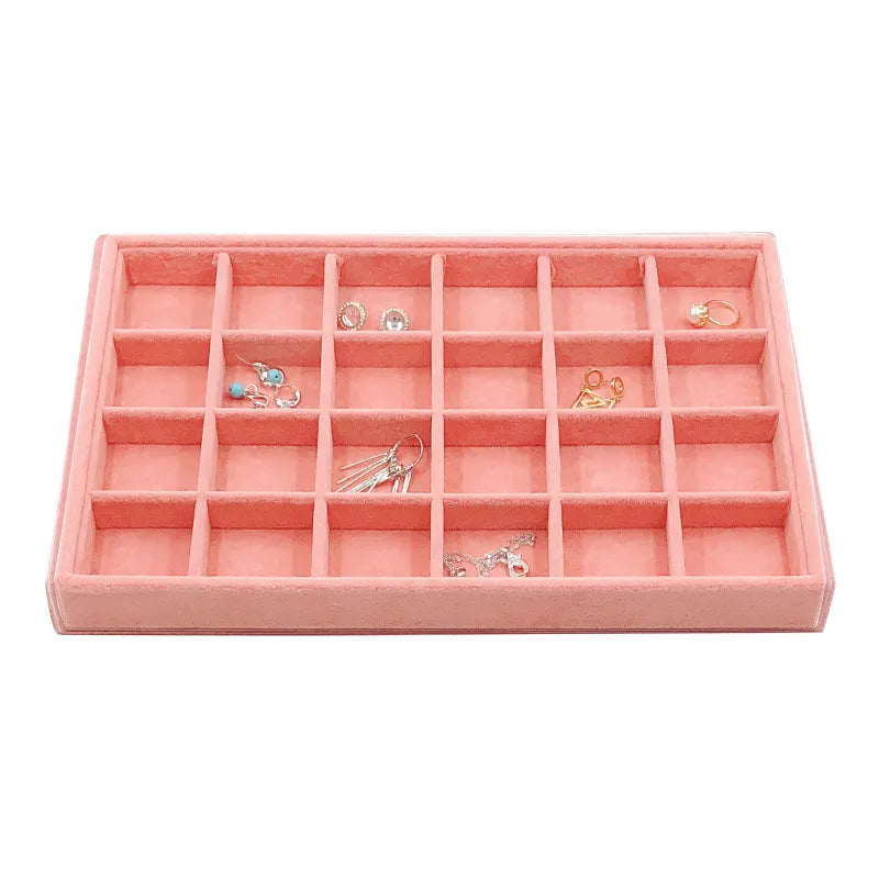 Pink Ice Fleece Jewelry Tray Jewelry Display Rack Earrings Earrings Necklace Bracelet Pendant Storage Box