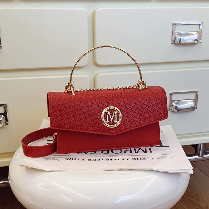 Letter Woven Pattern Bag for Women  New Trendy Fashion Retro Single Shoulder Crossbody Internet Celebrity Versatile Handbag