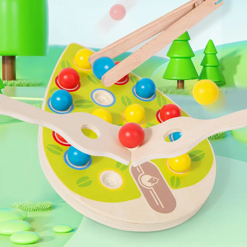 Wooden Fun Matching Beads Color Pairing Classification Cognitive Bowl Spoon Training Hand Eye Coordination Table Game Toys
