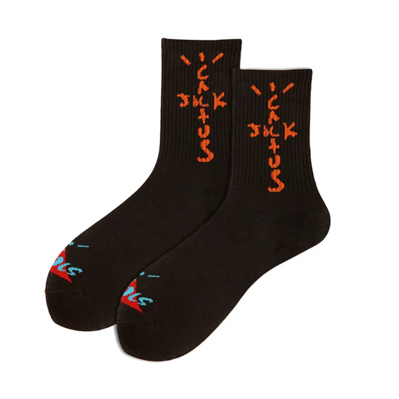 unisex casual letter cotton crew socks a pair