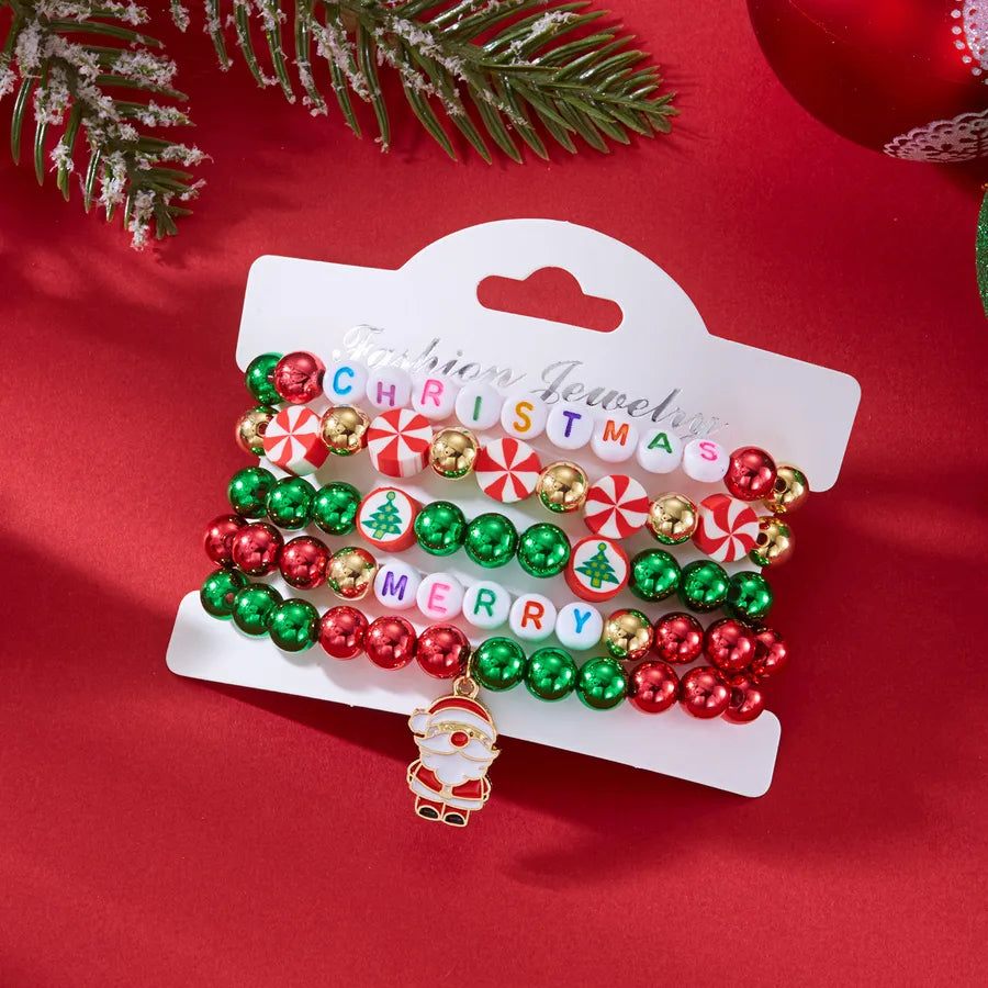 Christmas Combination Bracelets Versatile Soft Clay Santa Claus Bracelet Set  Style Alloy And Clay Deer And Snowflake Design For Women