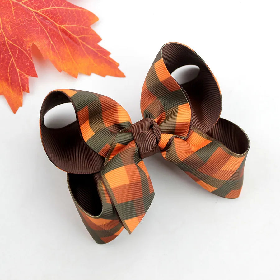 Halloween Thanksgiving Double Layer Bow Knot Pumpkin Ghost Themed Children's Hair Accessories Customizable Fall Season