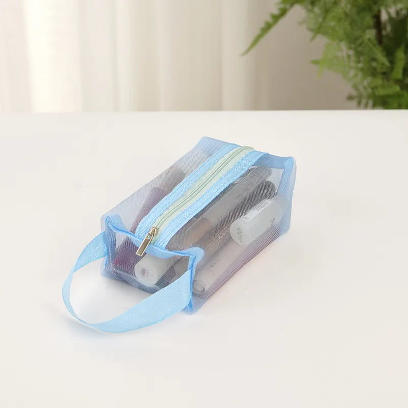 Travel Storage Three-piece Cosmetics Storage Bag Portable Travel Bag Mesh Storage Bag Folding Washable Coin Purse