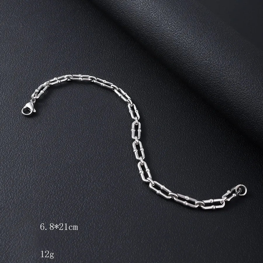 Hip-Hop Geometric 201 Stainless Steel Plating Men's Bracelets Men Chain Bracelets