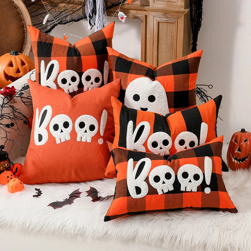 Halloween Ghost Cushion Covers Living Room Sofa Pillow Office Chair Pad Cartoon Anime Simple Style Ghostly Spooky Decor