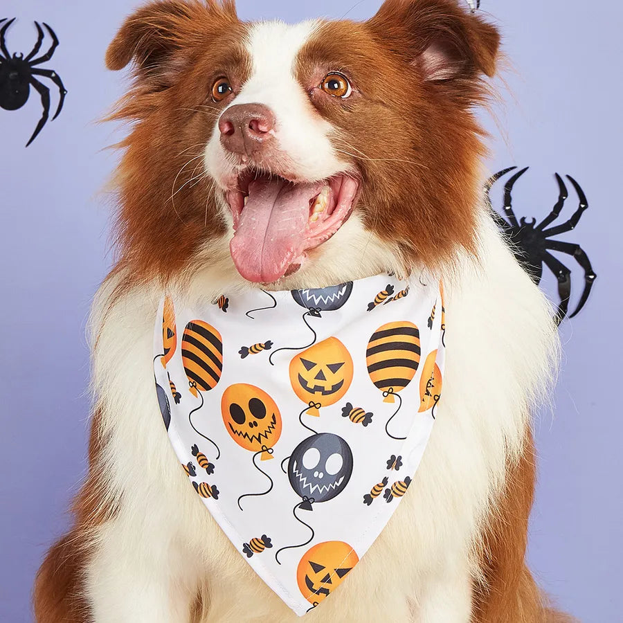 Halloween Pet Costume Saliva Towel High Definition Digital Print Dog Triangular Scarf Pet Decorative Neck Warmer Polyester