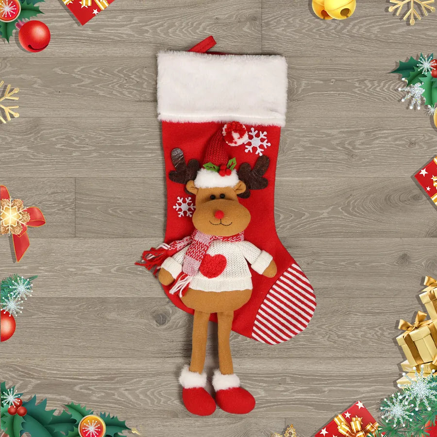 Modern Art Minimalist American Style Christmas Decorations Santa Snowman Reindeer Christmas Socks Christmas Tree Ornaments Gift Bag