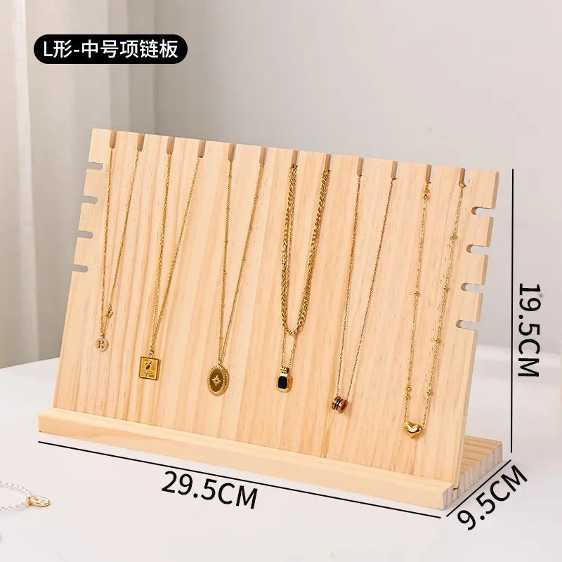 Premium Solid Wood Jewelry Display Stand Pendant Bracelet Vertical Detachable Accessory Board Gemstone Fashion Artistic Props