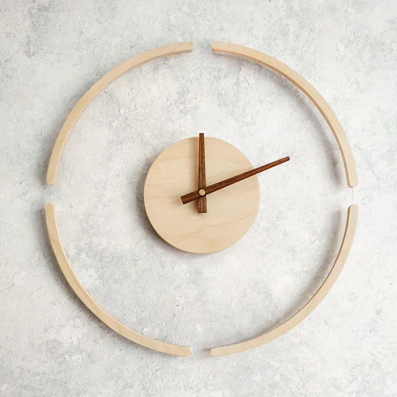 Creative Transparent Suspension Wall Clock Nordic Simple Wooden Clock Home Living Room Wall Decoration Wall Clock