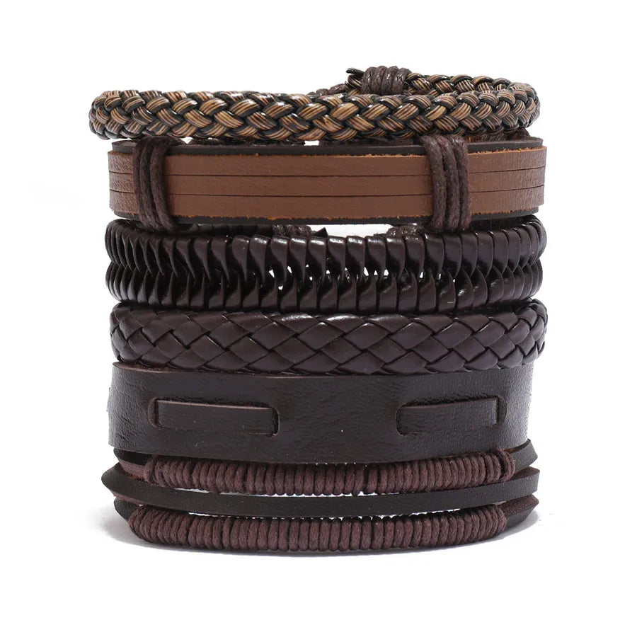 hip-hop solid color pu leather men's bangle 1 piece