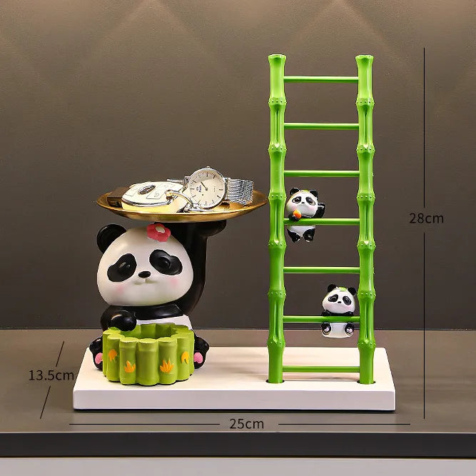 Cute panda decoration key storage living room home decoration creative gift wine cabinet entrance tray
