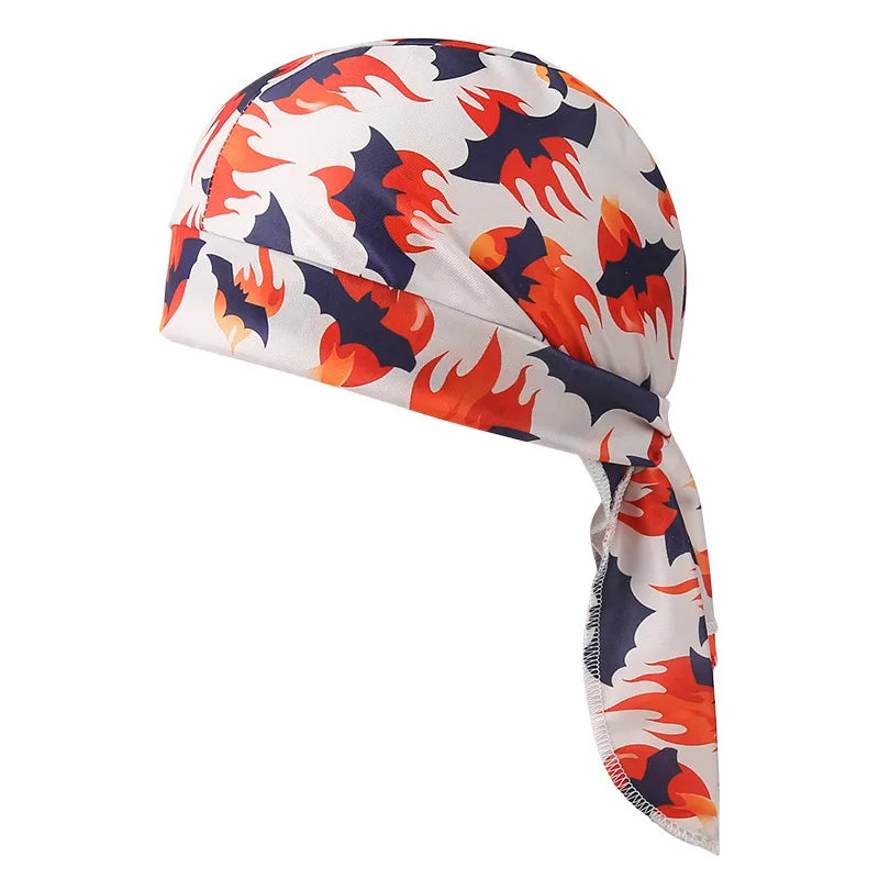 Fashionable Pirate Hat Headscarf Combo For Outdoor Sports And Halloween Party Unique Asymmetric Satin Design Chinese Style Hip Hop