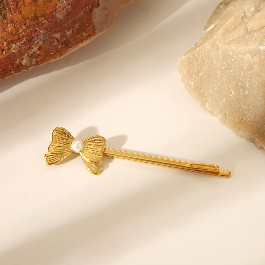 Pastoral Simple Style Women's Flower Shell 304 Stainless Steel Zircon Hair Clip
