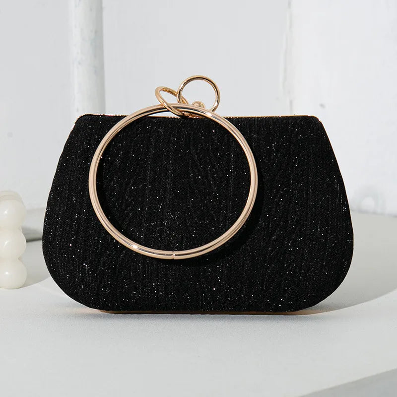 Silver Black Gold Pu Leather Solid Color Square Evening Bags
