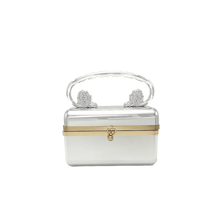 Style 1 Gold Style 1 Silver Style 2 Gold Arylic Solid Color Square Evening Bags