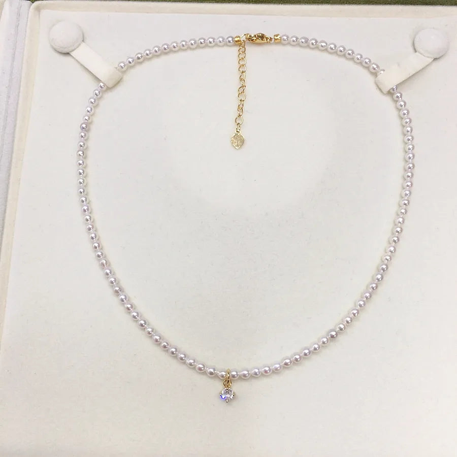 Zhuji natural freshwater pearl necklace clavicle chain 14K gold injection baby bead neck chain small red book ins wind wholesale