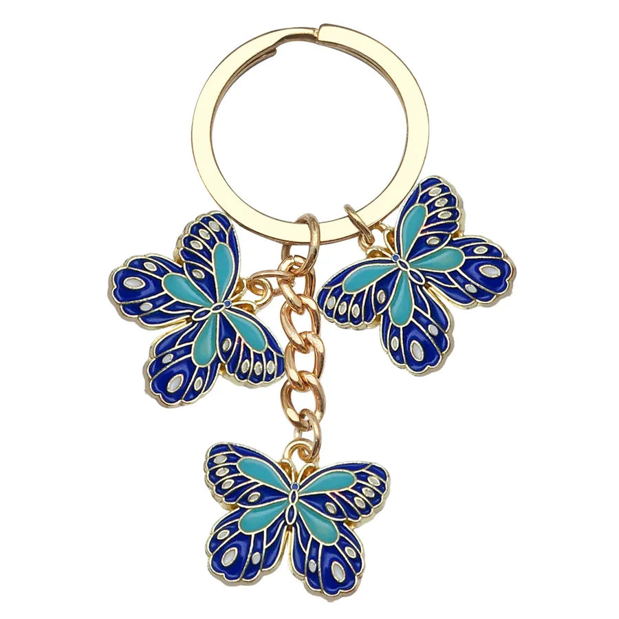 Cute Sweet Heart Shape Butterfly Alloy Enamel Bag Pendant Keychain