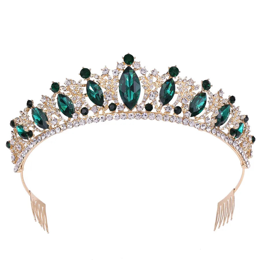 fashion water droplets crown alloy rhinestone inlay artificial crystal crown 1 piece