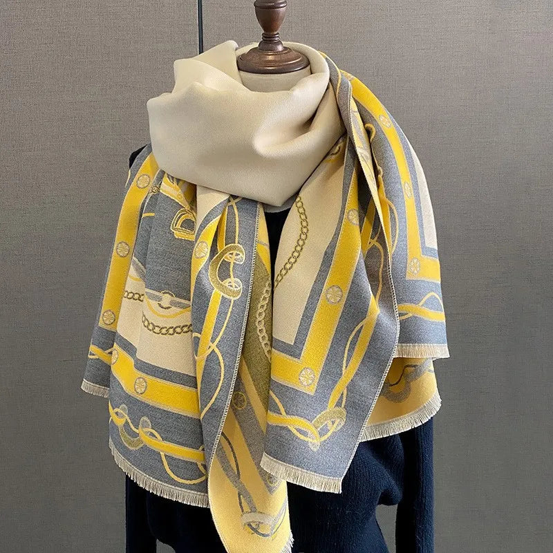 Unisex Basic Color Block Flower Acrylic Scarf