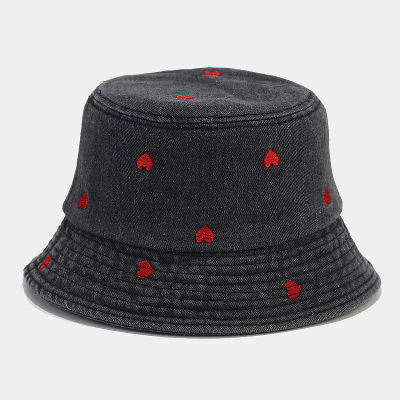 women's cute sweet heart shape big eaves bucket hat