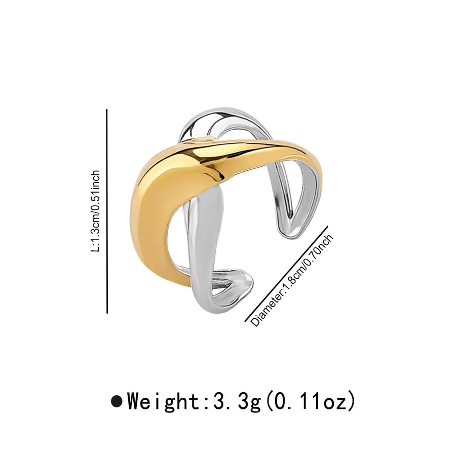 Wholesale Jewelry Retro Simple Style Geometric 304 Stainless Steel Mixed Metal Plating Open Rings