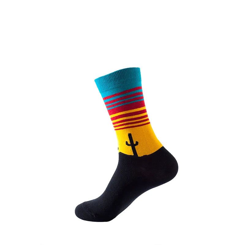 unisex fashion color block heart shape mushroom nylon cotton jacquard ankle socks