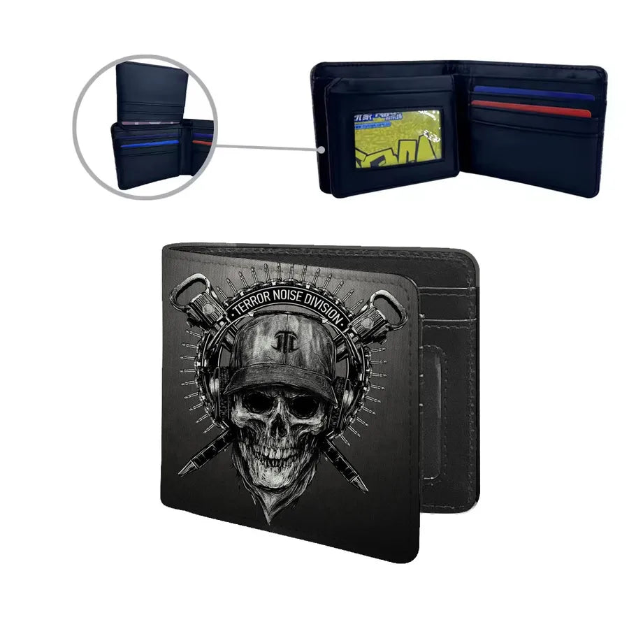 Men's Skull Pu Leather Polyester Flip Cover Small Wallets