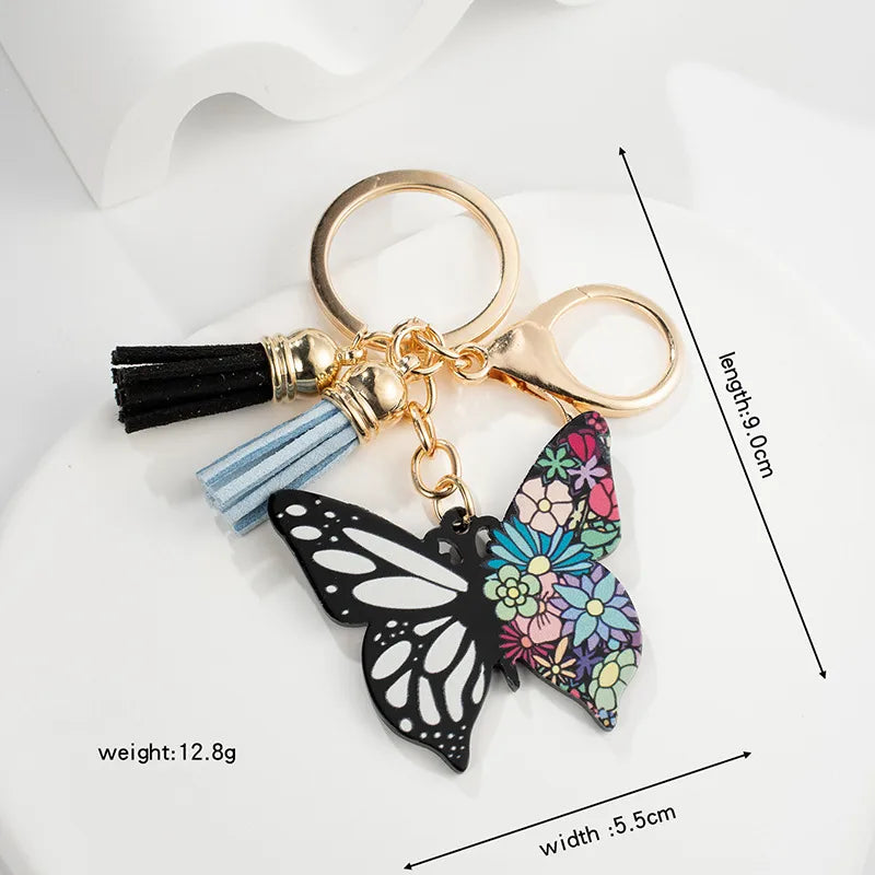 cute butterfly arylic epoxy women's bag pendant keychain