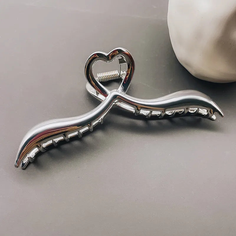simple style sector shell rectangle imitation pearl rhinestone metal hair claws
