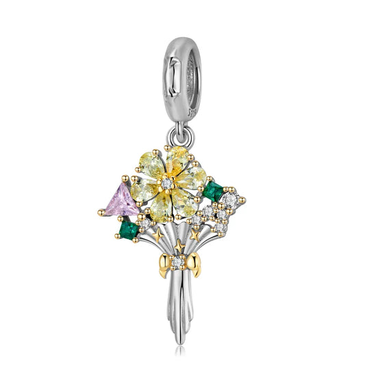 1 Piece 925 Sterling Silver Zircon Flower Petal Jewelry Accessories