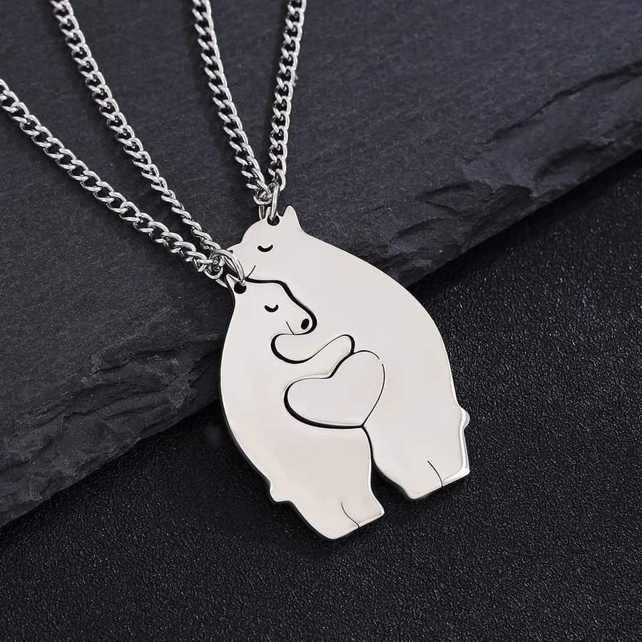 Wholesale Jewelry Casual Polar Bear 304 Stainless Steel Pendant Necklace cable chain