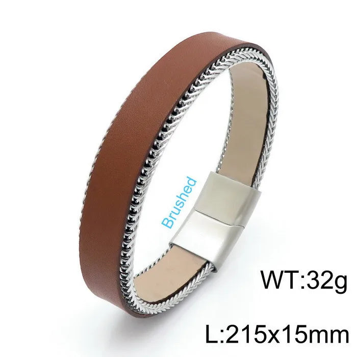 punk streetwear geometric titanium steel men's bangle