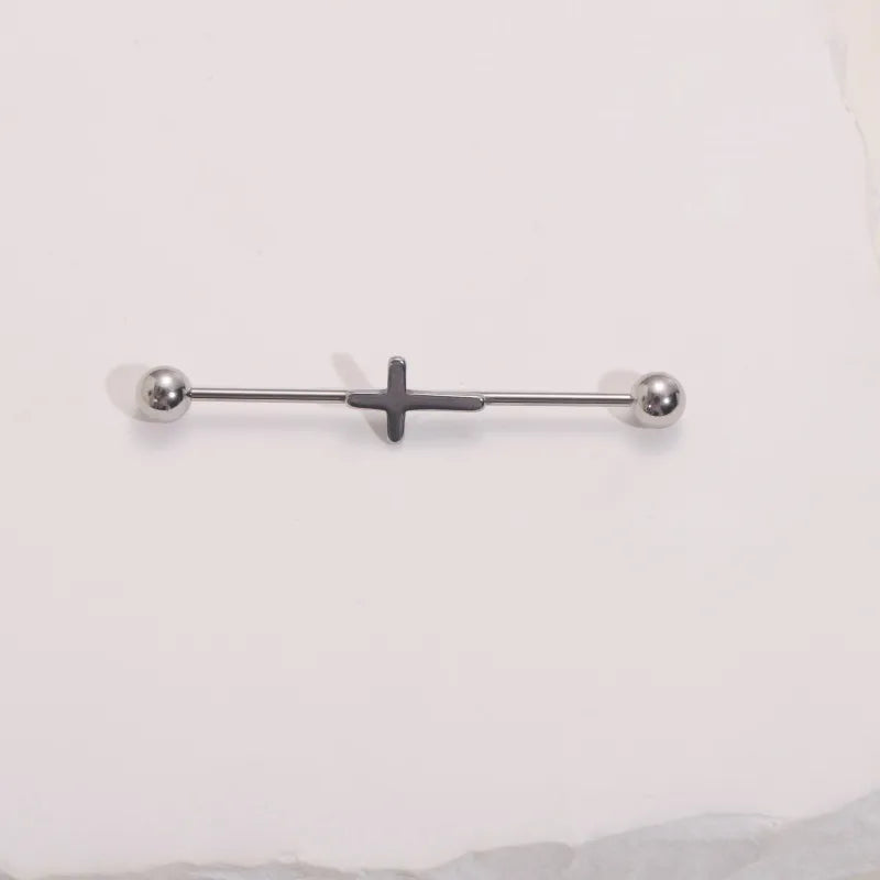 1 Piece Ear Cartilage Rings & Studs Casual Hip-Hop Punk Cross Wings Snake 316L Stainless Steel  Polishing Inlay Zircon Ear Cartilage Rings & Studs