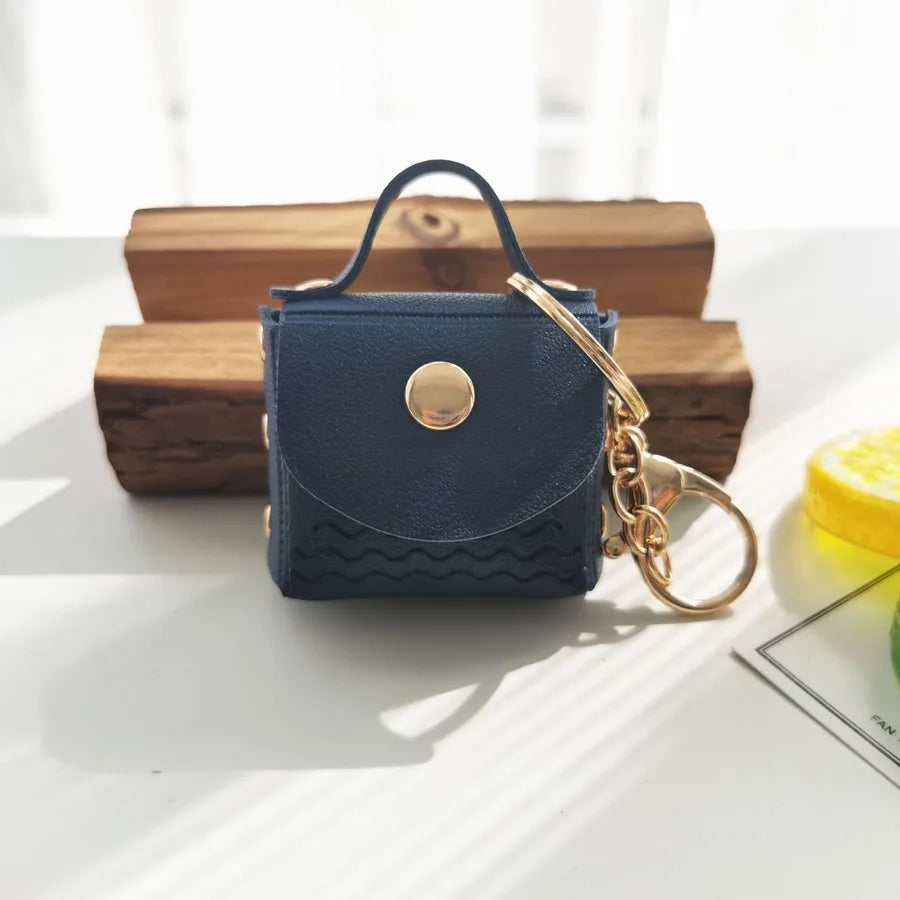 Simple Style Solid Color Pu Leather Women's Keychain